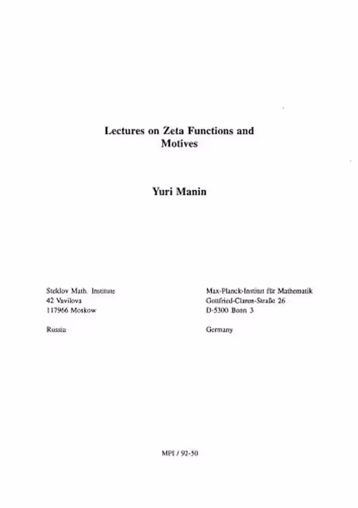 خرید و دانلود نسخه کامل کتاب Lectures on Zeta Functions and Motives