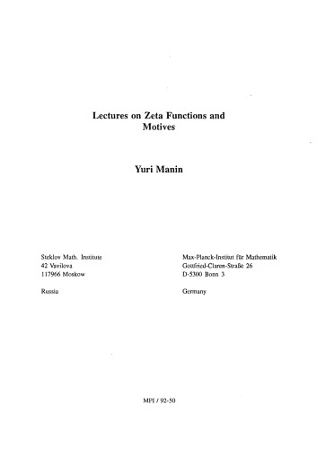 خرید و دانلود نسخه کامل کتاب Lectures on Zeta Functions and Motives