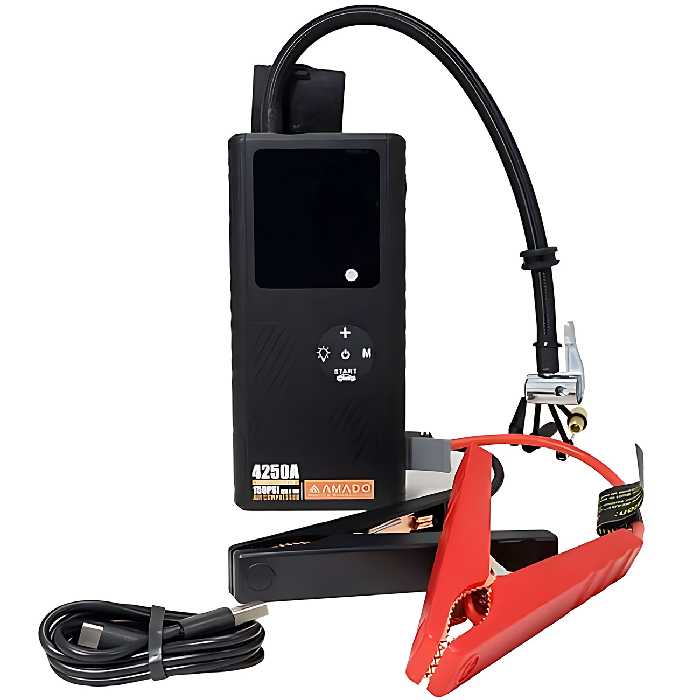 پمپ‌باد، جامپ‌استارتر، چراغ قوه و پاوربانک قابل حمل آمادو AM-CS02