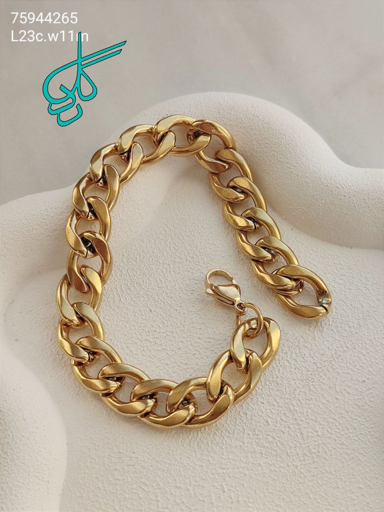 خرید دستبند استیل کارتیر طلایی رنگ ثابت با کیفیت ضد حساسیت کد 1215800 - ردگل