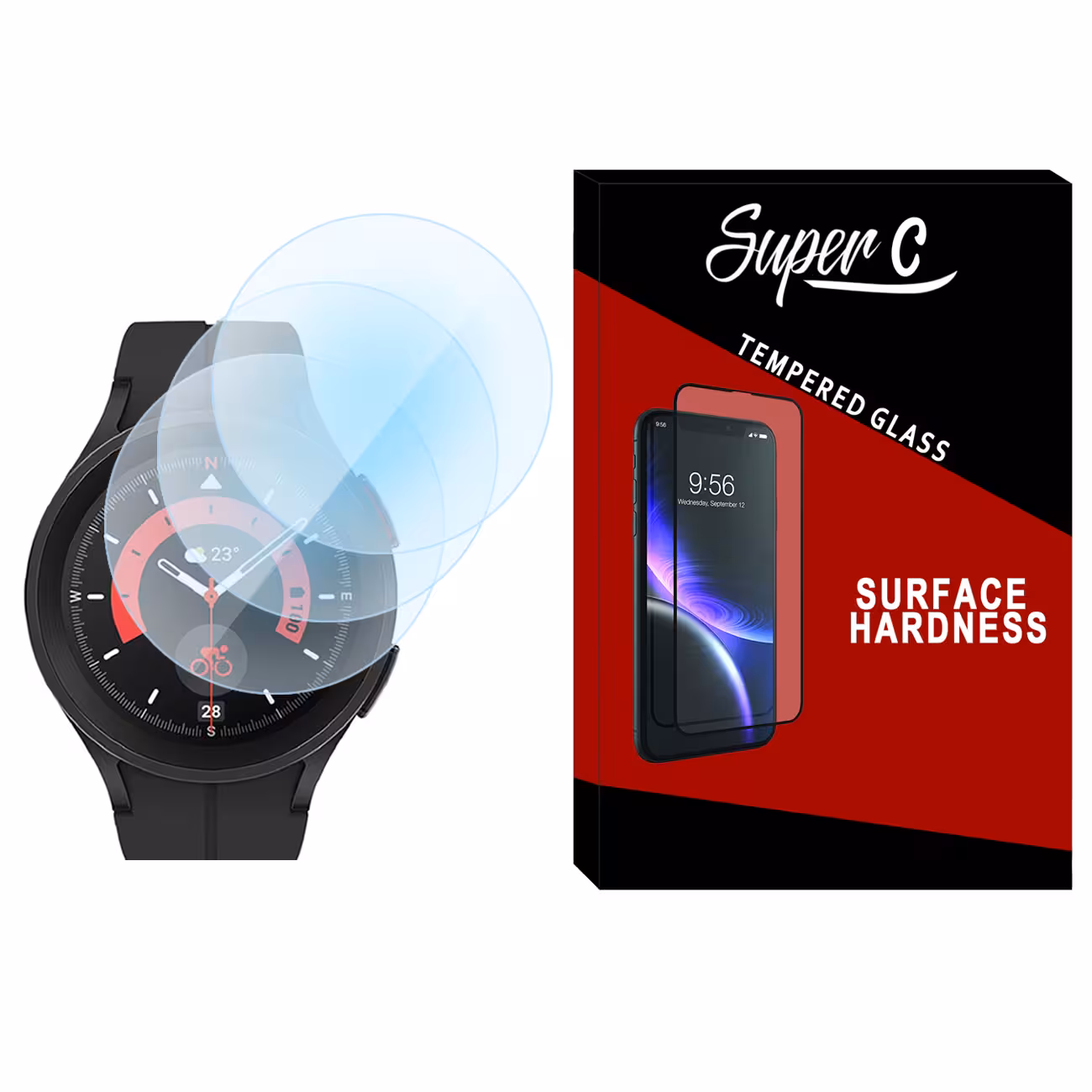 محافظ صفحه نمایش شیشه ای سوپرسی مدل SH-SC مناسب برای ساعت هوشمند سامسونگ Galaxy Watch Pro بسته سه عددی