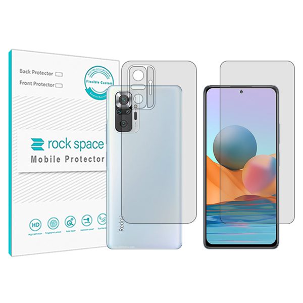 گلس محافظ صفحه نمایش و پشت گوشی شیائومی Redmi Note 10 Pro (Global Version) مدل نانو هیدروژل شفاف برند راک اسپیس کد SS