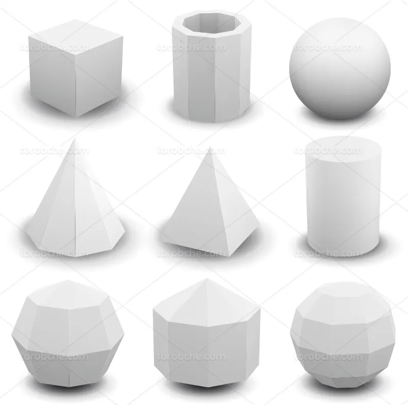 وکتور اشکال هندسی 3بعدی سفید | گرافیک با طعم تربچه