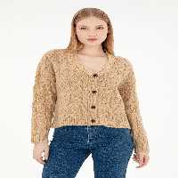 ژاکت زنانه کرم ملانژ یو اس پولو - فروشگاه لباس شهرمون