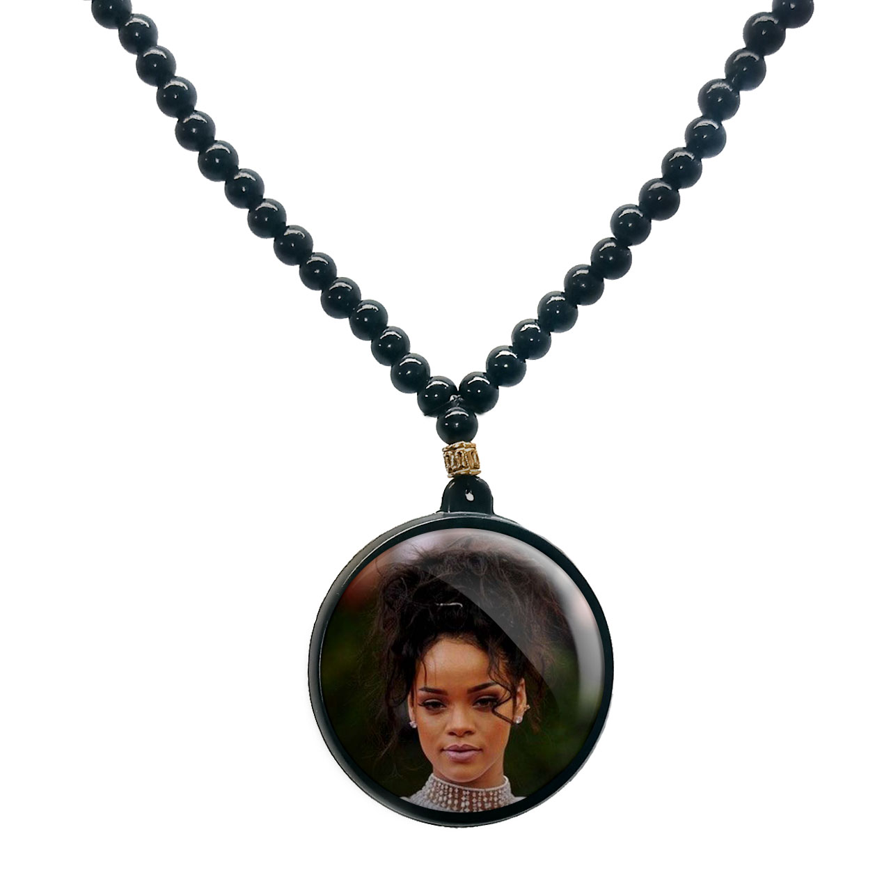 گردنبند پرمانه طرح ریحانا کد pmd.1095 مدل دو طرفه