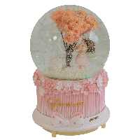 گوی فانتزی بزرگ موزیکال صورتی طرح دختر و درخت گل