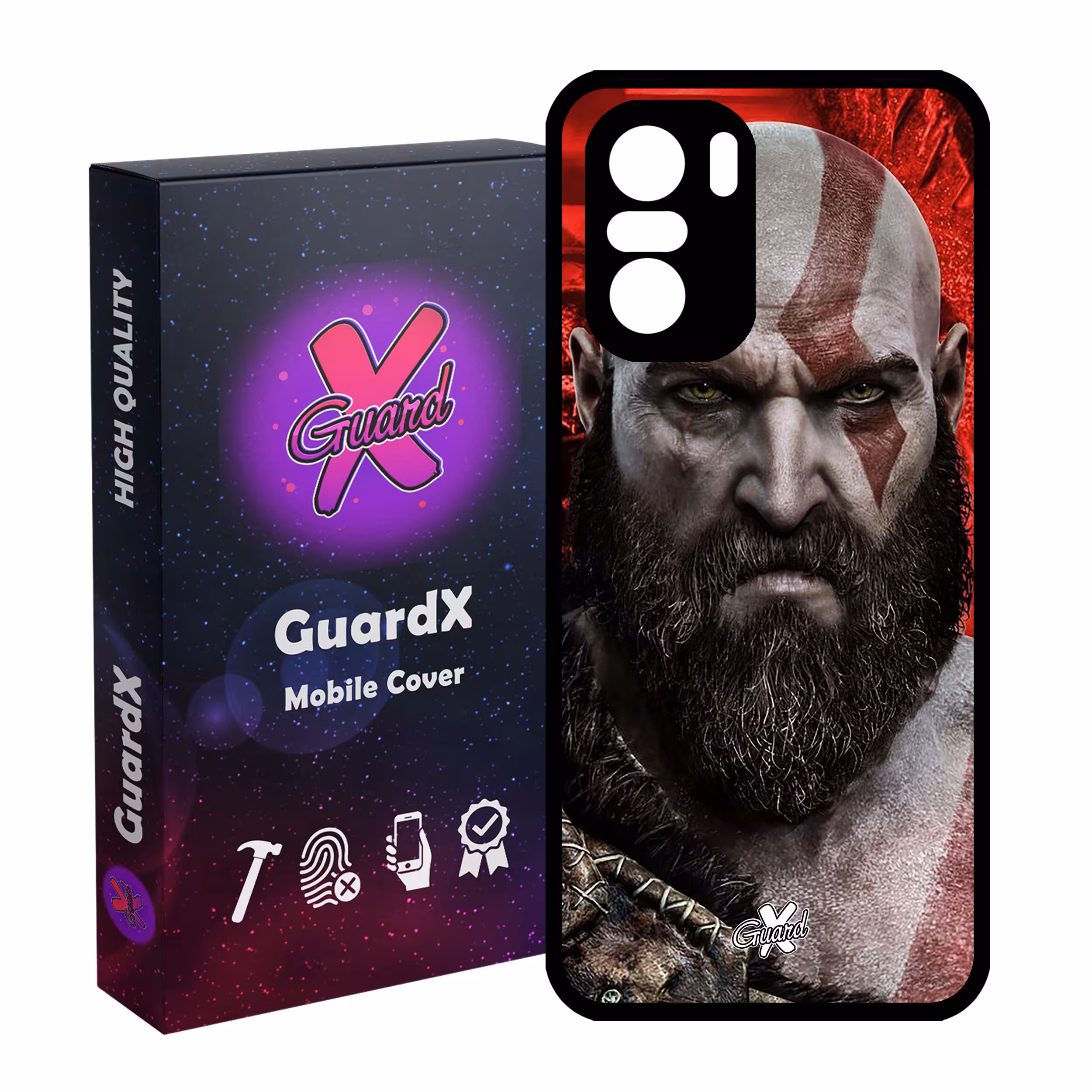 کاور گارد ایکس طرح God of War مدل Glass10035 مناسب برای گوشی موبایل شیائومی Poco F3/MI 11X/MI 11X Pro/Redmi K40/K40 Pro