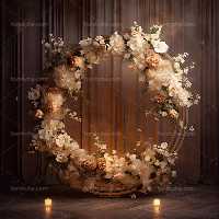 بک دراپ عکاسی با گل های سفید و طلایی | گرافیک با طعم تربچه