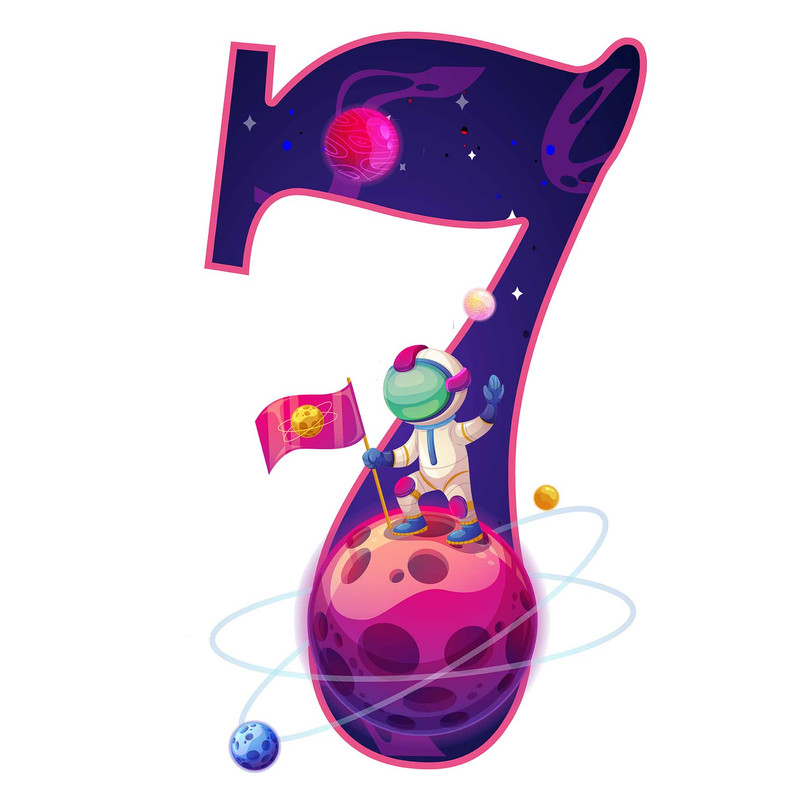 استند رومیزی تولد مدل عدد 7 طرح .فضانورد کد 1037