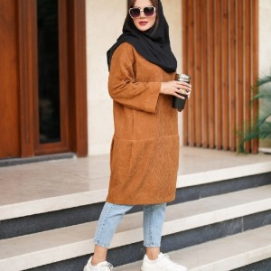 مانتو زنانه مخمل کبریتی مدل دانشجویی