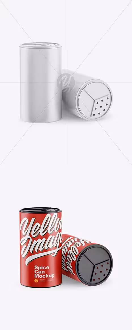 دانلود Two Matte Spice Cans Mockup – موکاپ نمکدان