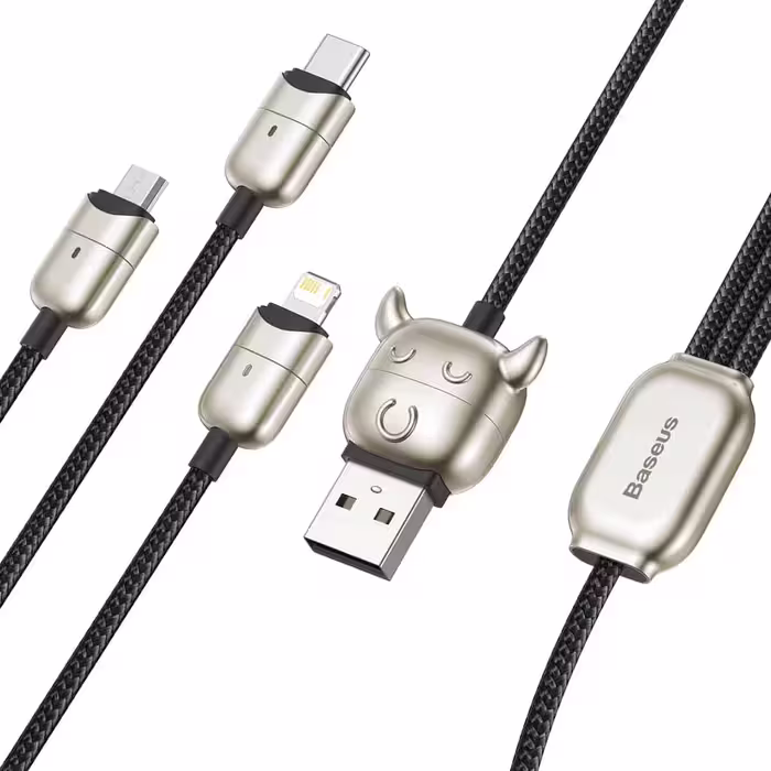 کابل تبدیل USB به USB-C / microUSB / لایتنینگ باسئوس مدل CAMLT-YE01 طول 1.2 متر