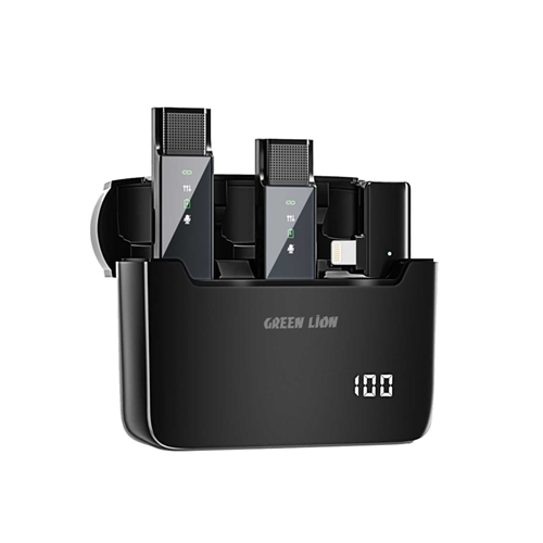 میکروفون بی سیم لایتنینگ گرین لاین Green Lion 2 in 1 Digital Display Microphone دارای 2 فرستنده