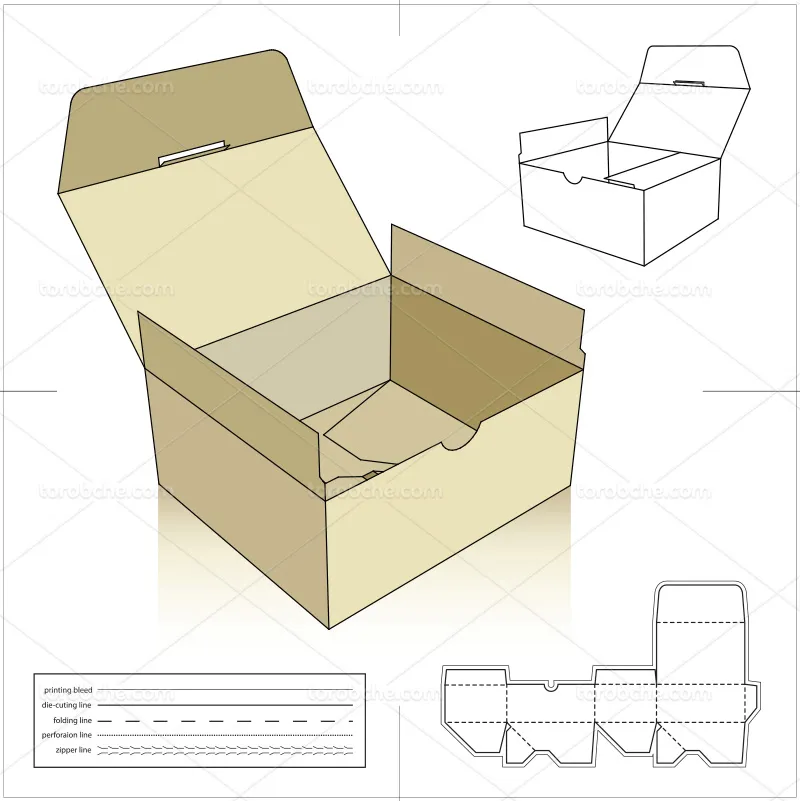 وکتور صفحه گسترده جعبه مستطیلی درب تاشو | گرافیک با طعم تربچه