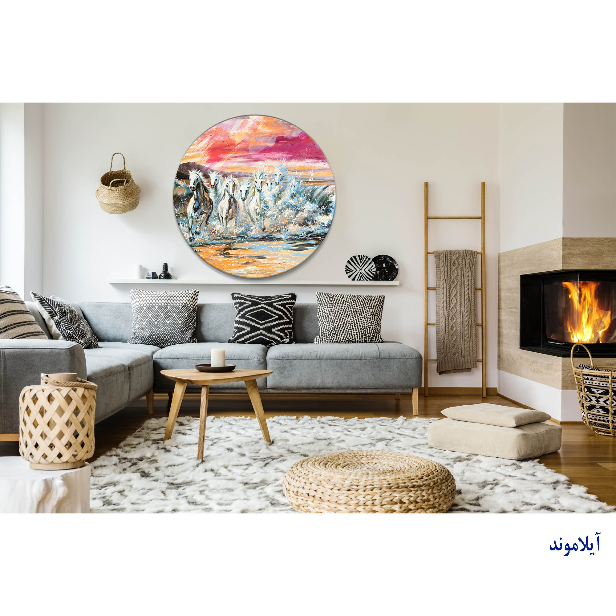 تابلو بوم طرح موج و اسب 