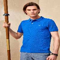 تی شرت یقه پولو آبی مردانه &#039;S POLO YAKA T SAKS اسمایل SMILE