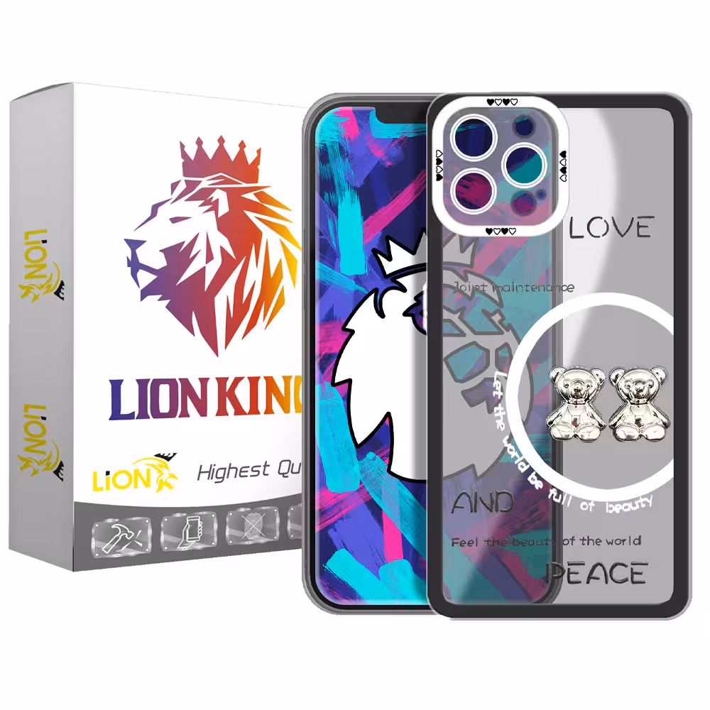 کاور لاین کینگ مدل دو خرسLOVE مناسب برای گوشی موبایل اپل IPhone 13 pro