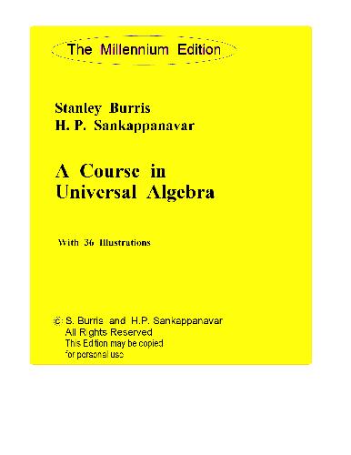 خرید و دانلود نسخه کامل کتاب Verlag A Course In Universal Algebra
