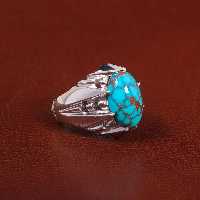 انگشتر فیروزه شجری مردانه کد 27509 - جواهری مشاهیر