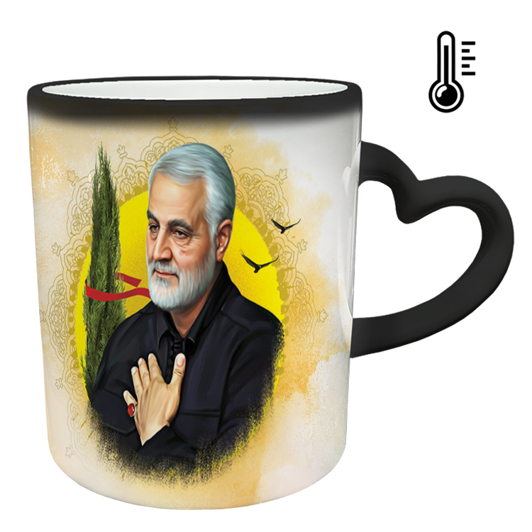 ماگ حرارتی مدل دسته قلبی طرح سردار سلیمانی کد 15