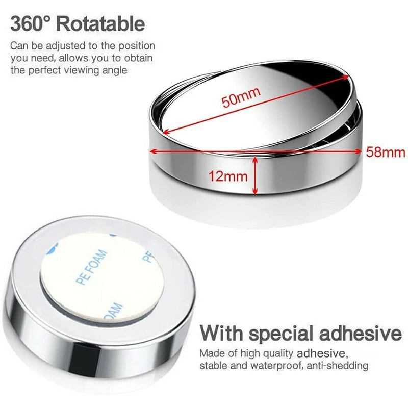 آینه محدب نقطه کور قابل تنظیم خودرو مدل E360  (ارسال رایگان)