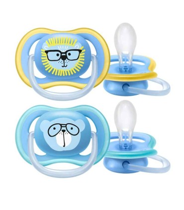 پستانک الترا ایر دو عددی اونت  18ماه مدل شیر و خرس آبی  Philips Avent