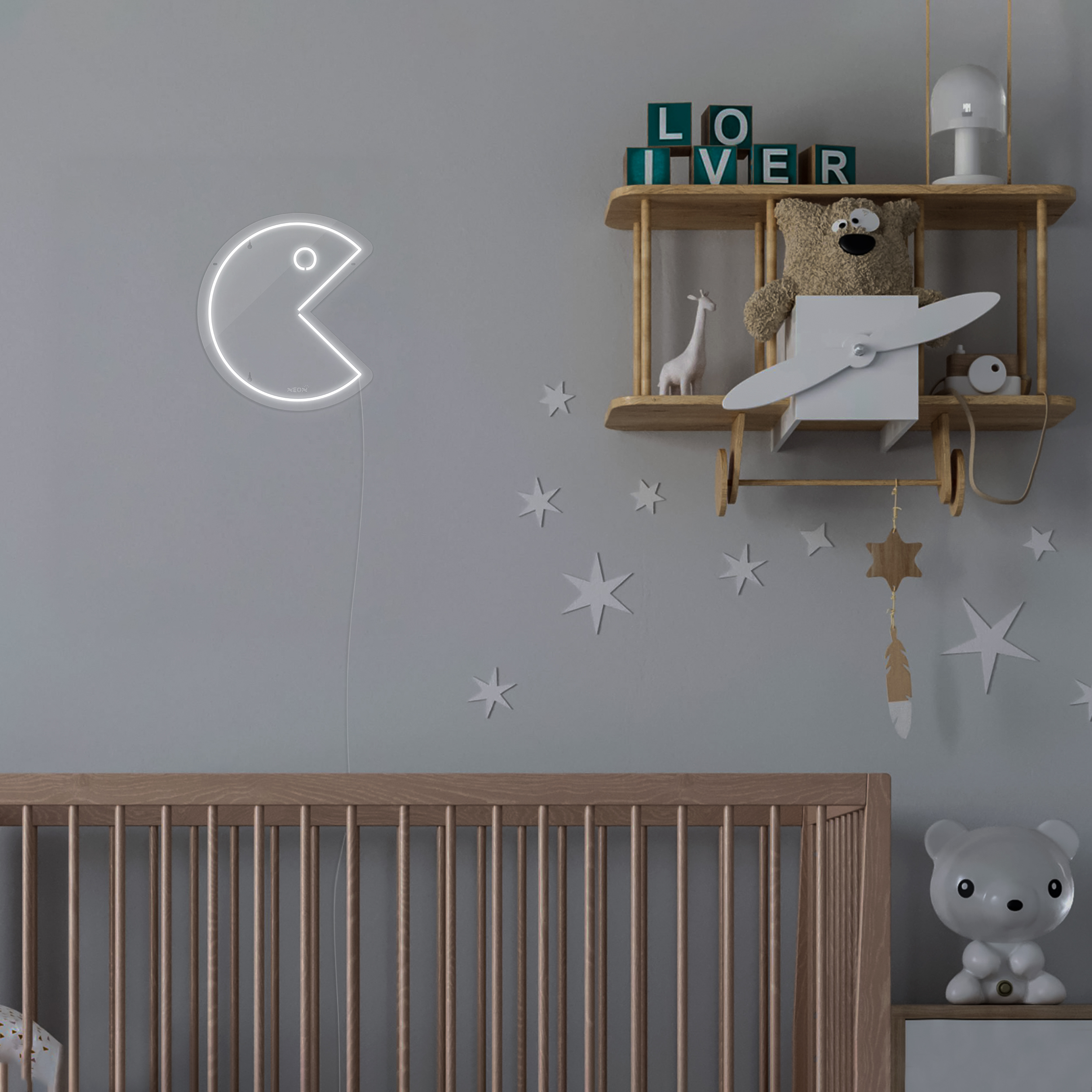 چراغ دیواری نئون دیزاین طرح Pac-man