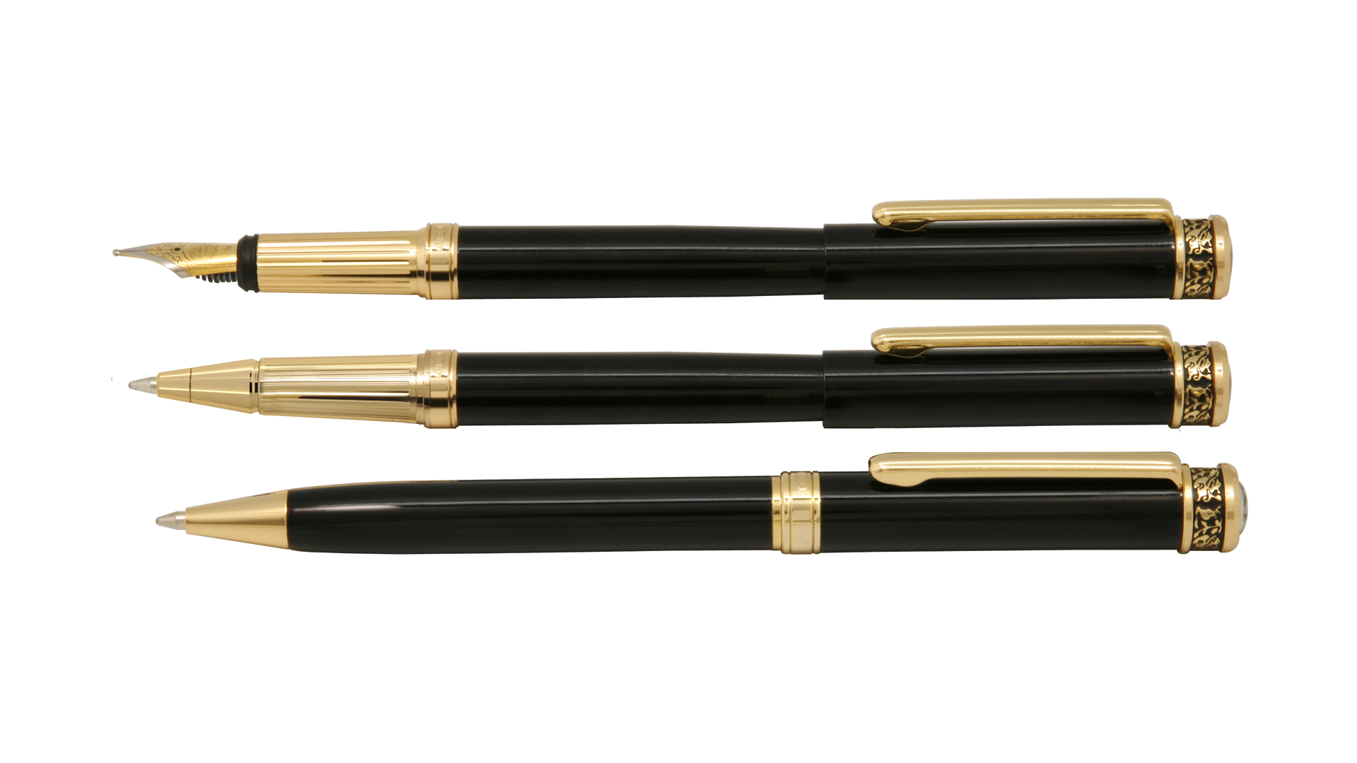 ست سهتایی خودکار و خودنویس و رواننویس ایپلمات PIZZA مشکی لاکی گیره زرد