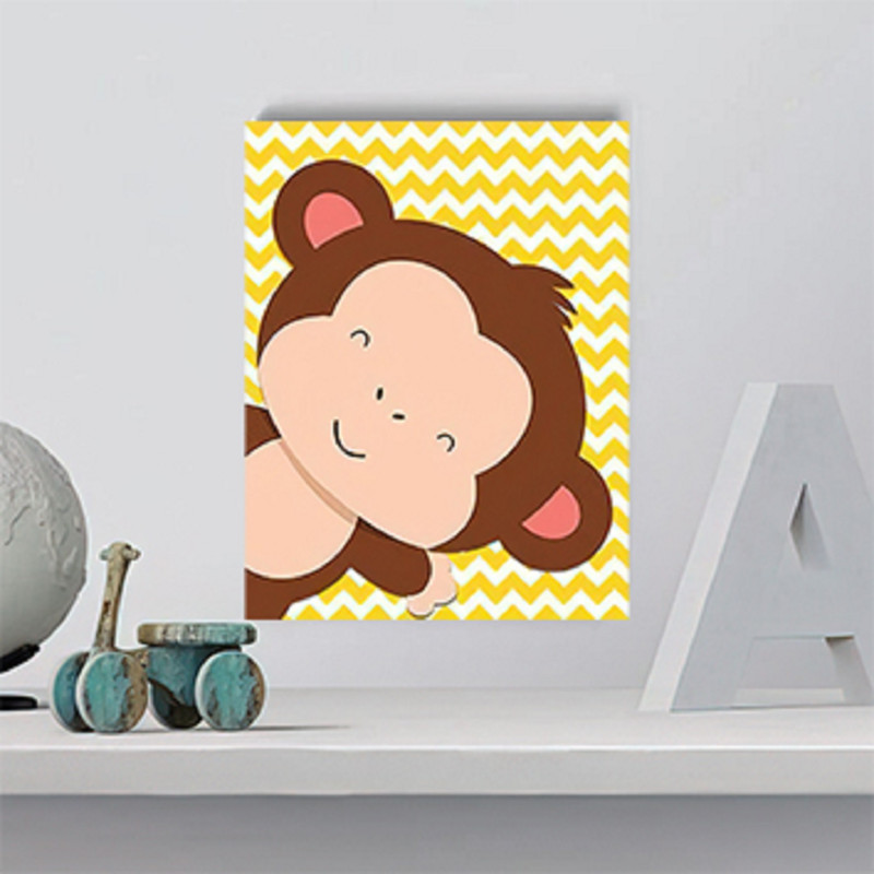 تابلو شاسی اتاق کودک طرح میمون کد FK3 | دنیای قاب