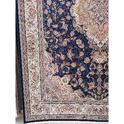 فرش ماشینی زمرد مشهد مدل 45001 زمینه آبی 