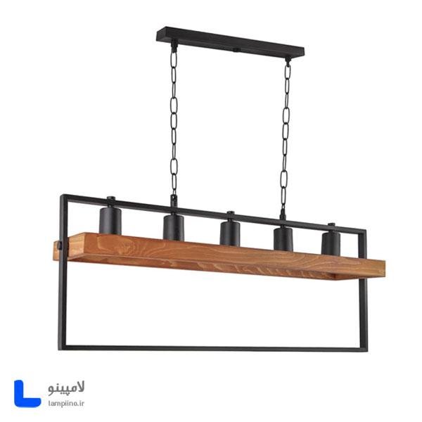 چراغ آویز پنج شعله چوب فلز مدل BAM-1035