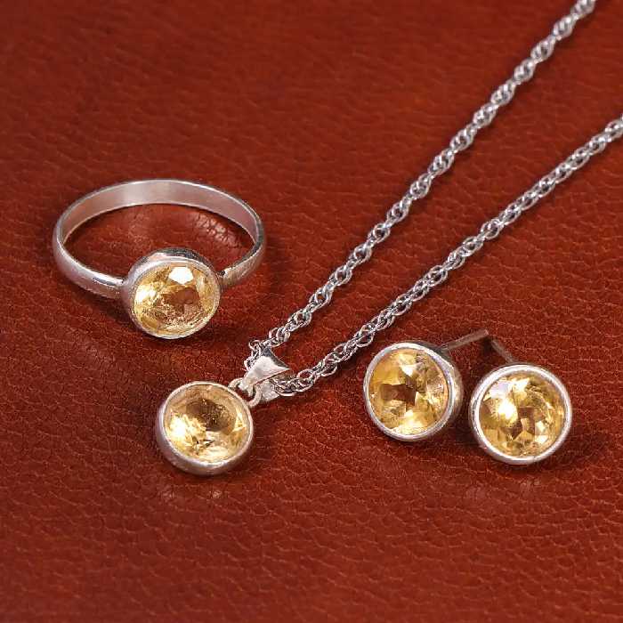 نیم ست سیترین زنانه کد 21022 - جواهری مشاهیر