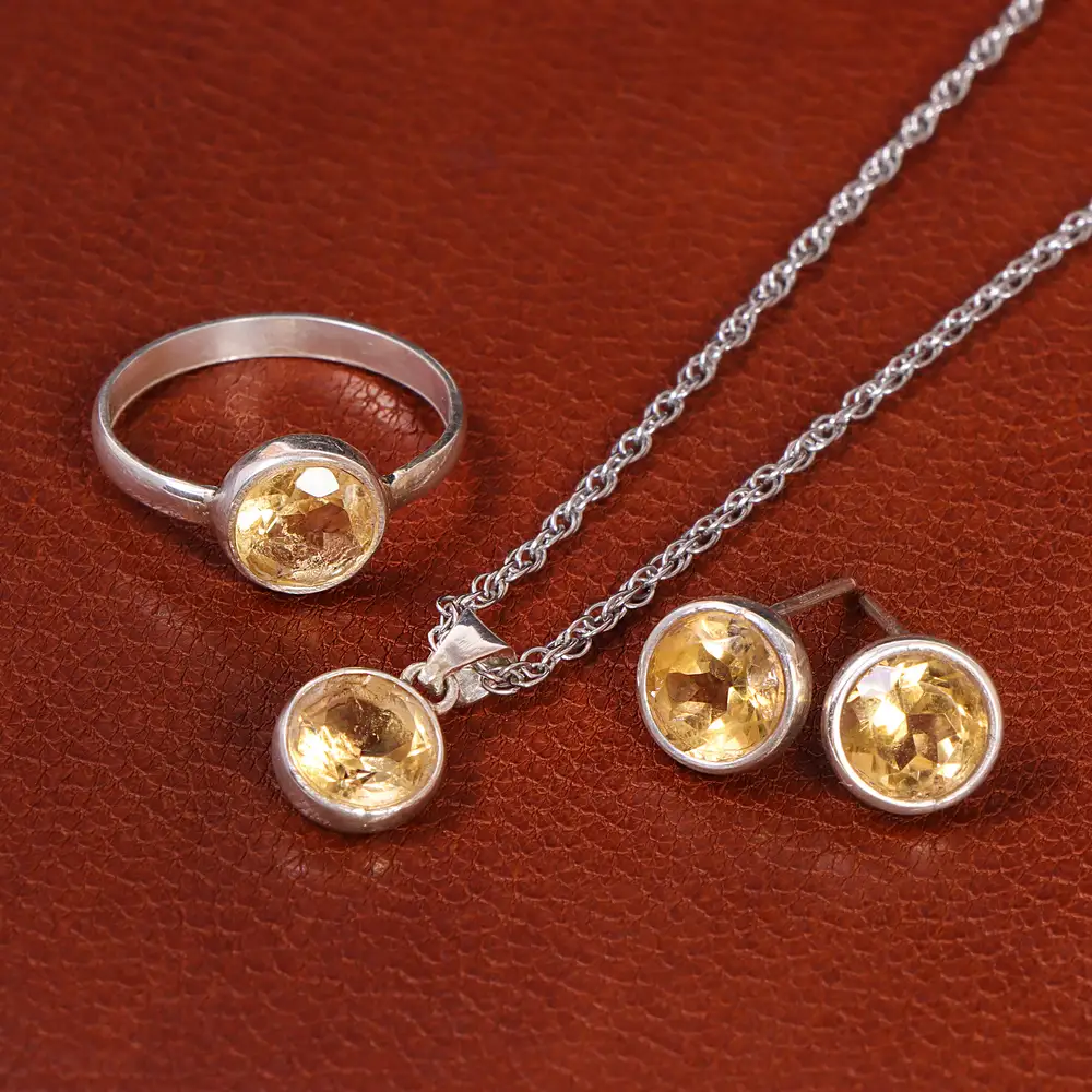 نیم ست سیترین زنانه کد 21022 - جواهری مشاهیر