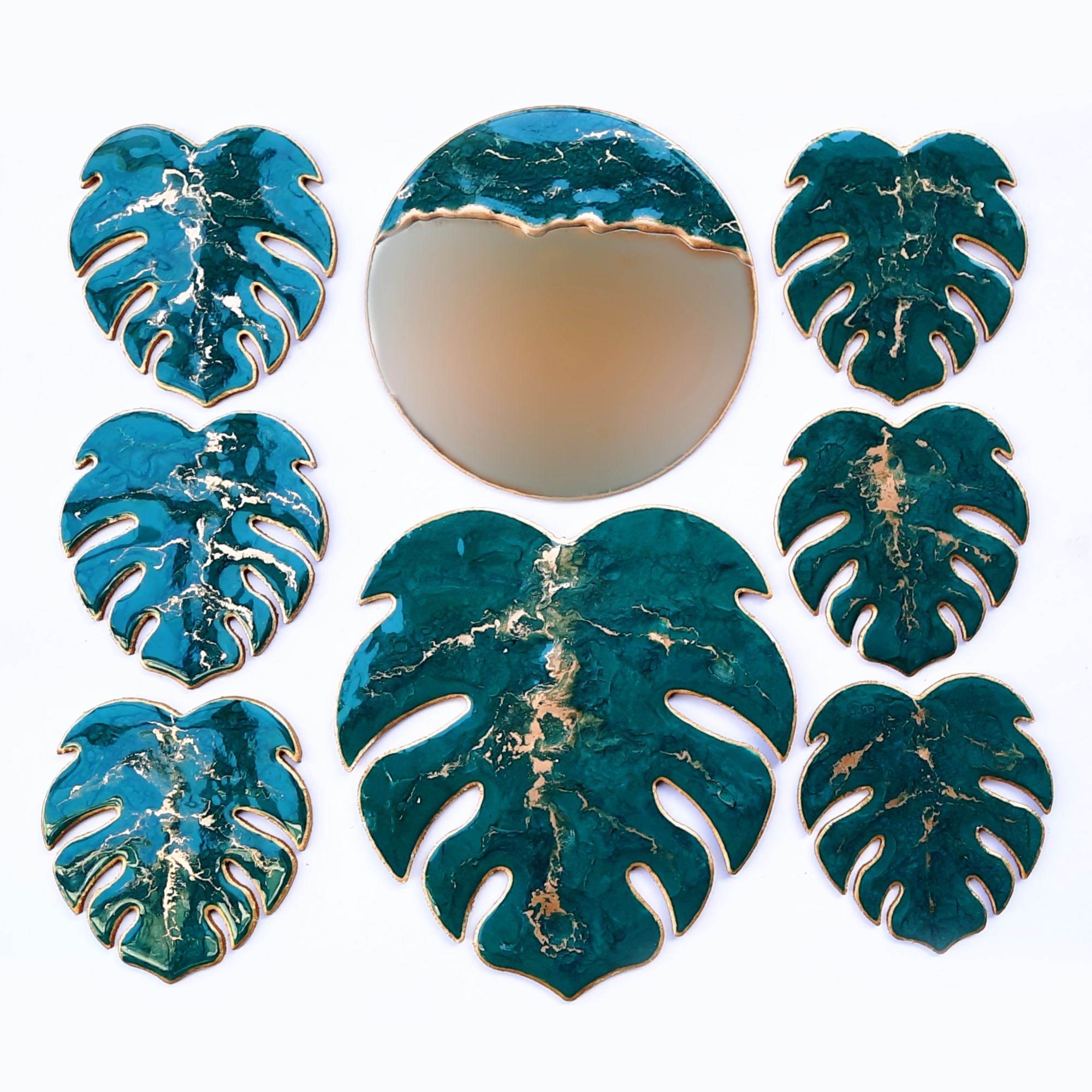 مجموعه ظروف هفت سین 8 پارچه مدل برگ انجیری