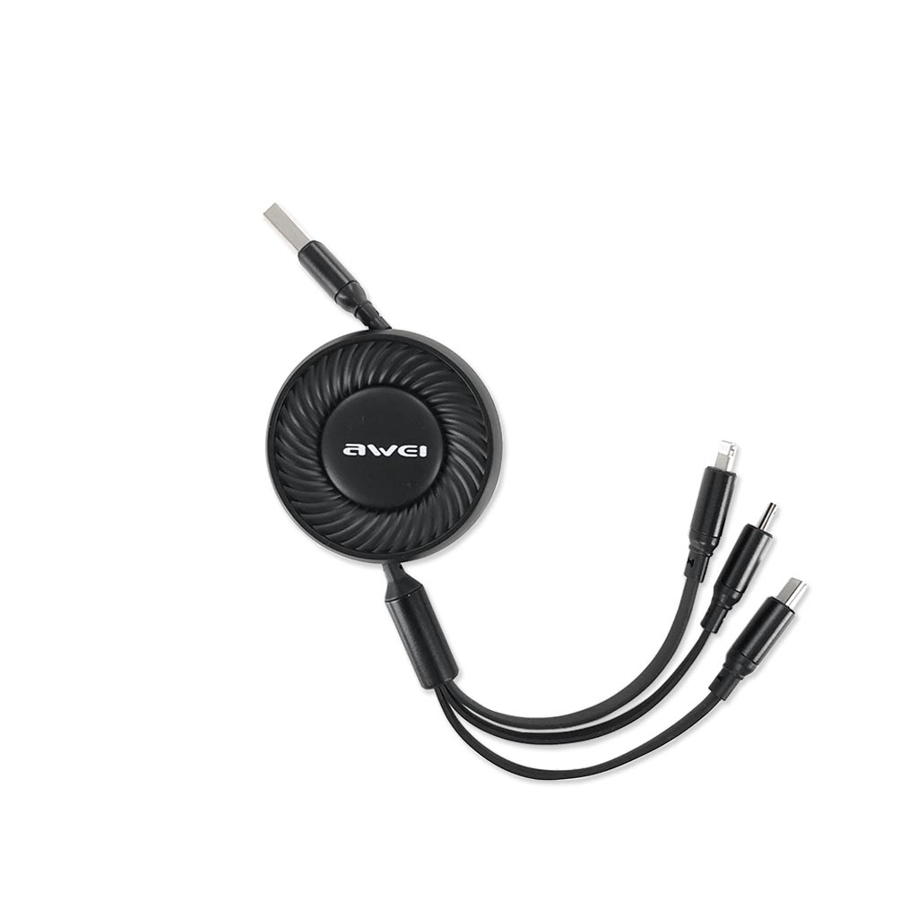 کابل تبدیل USB به microUSB /USB-C / لایتنینگ اوی مدل CL136 Retract طول 1 متر