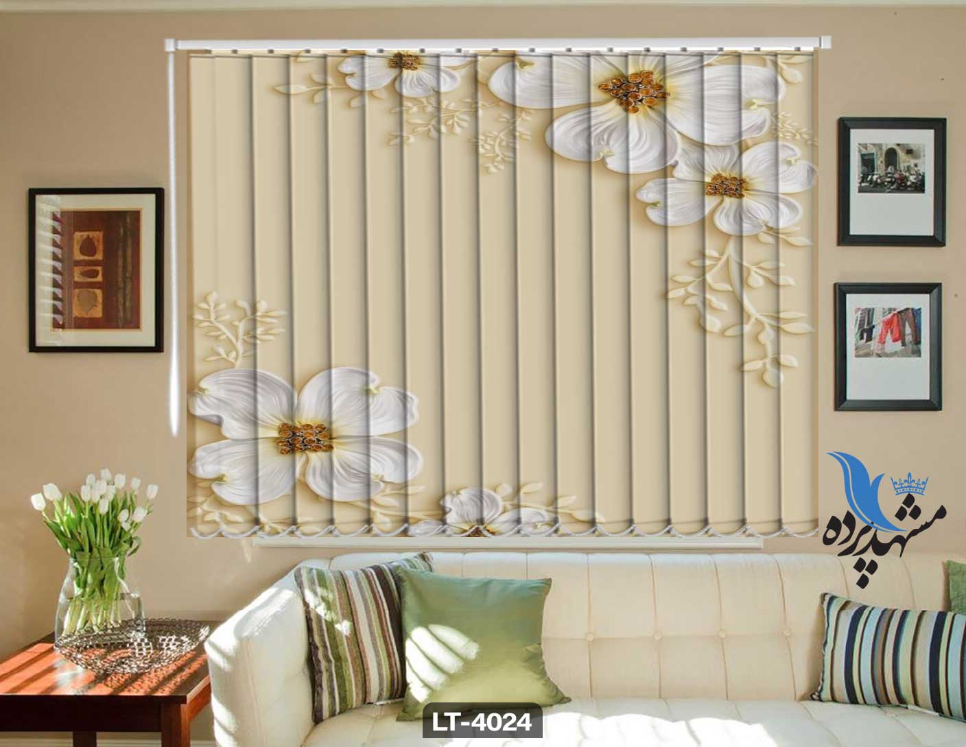 پرده لوردراپه تصویری گل LT4024