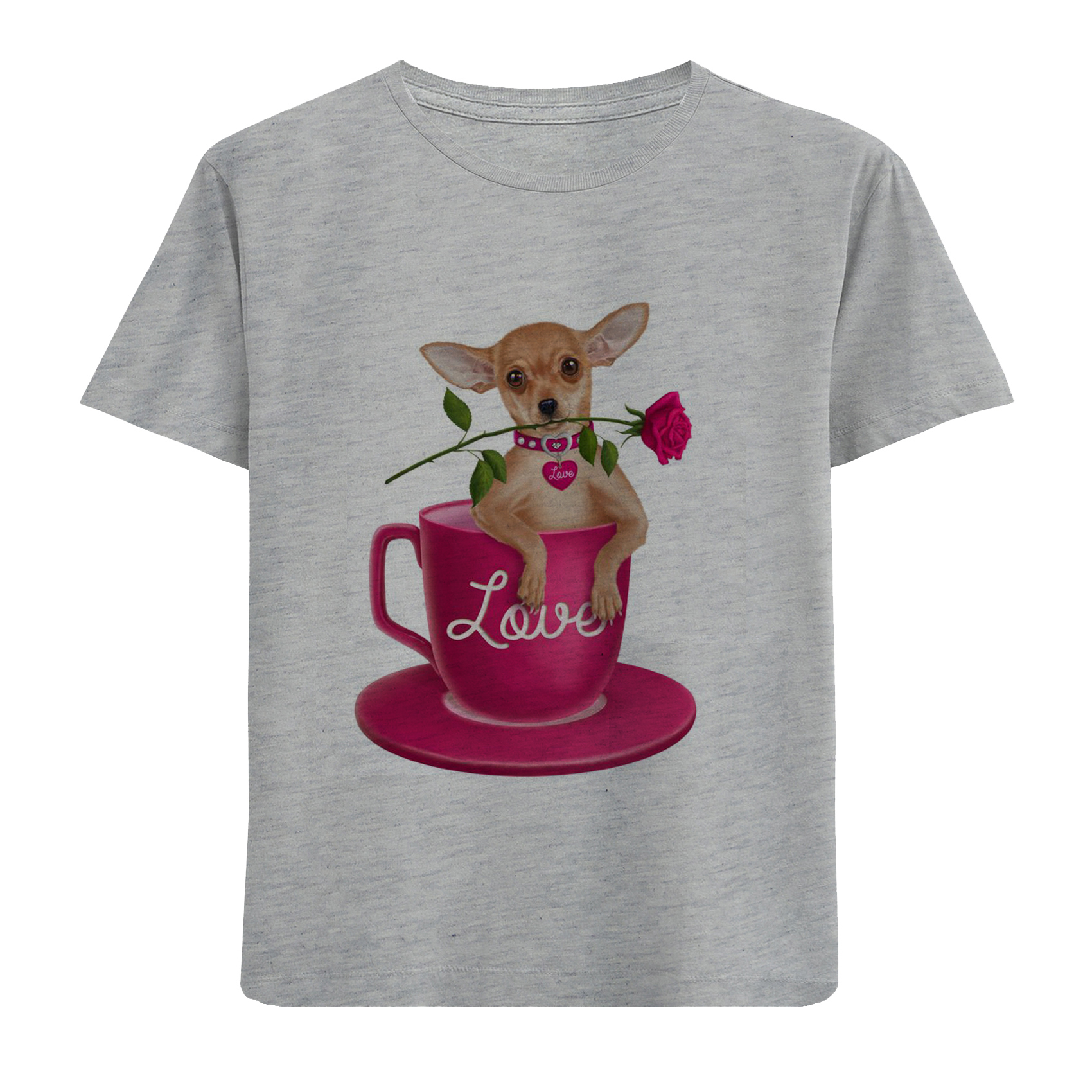 تی شرت آستین کوتاه بچگانه مدل سگ و فنجان F276
