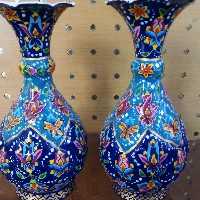 گلدان تنه گرد سایز 20قلم مینا کاری دونه ای