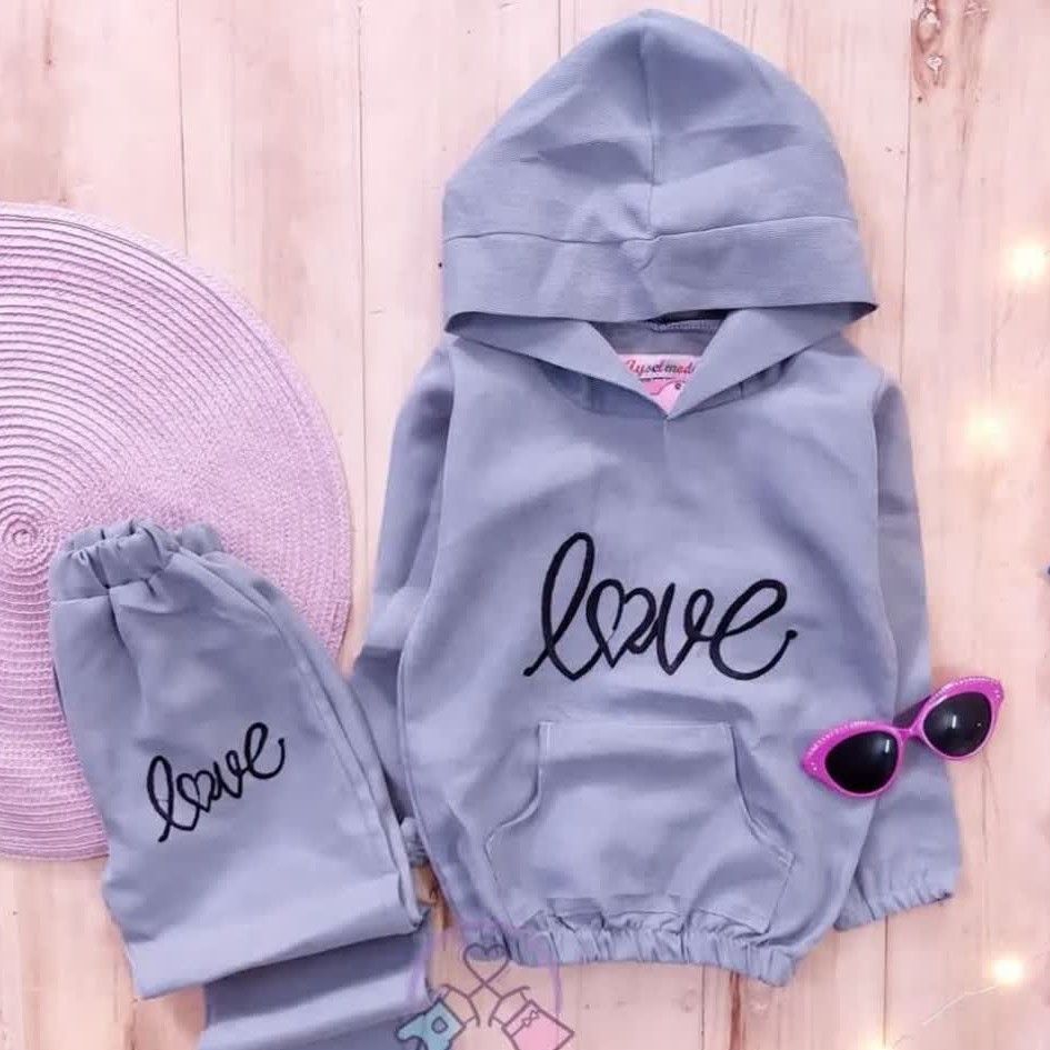 ست هودی شلوار میکرو طرح love