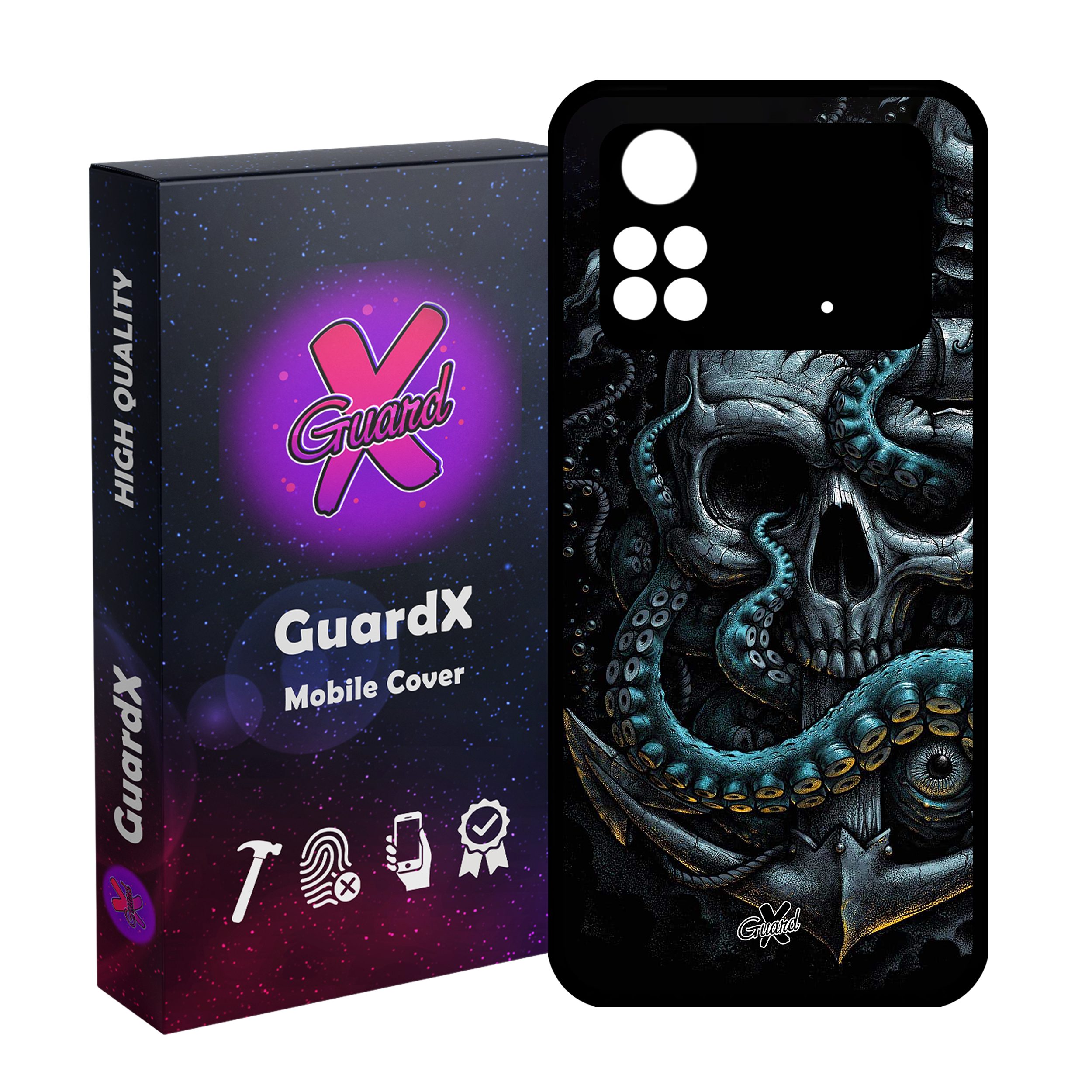 کاور گارد ایکس طرح جمجمه مدل Glass10563 مناسب برای گوشی موبایل شیائومی Poco M4 Pro 4G