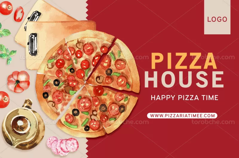 وکتور بنر پیتزا تبلیغاتی | گرافیک با طعم تربچه