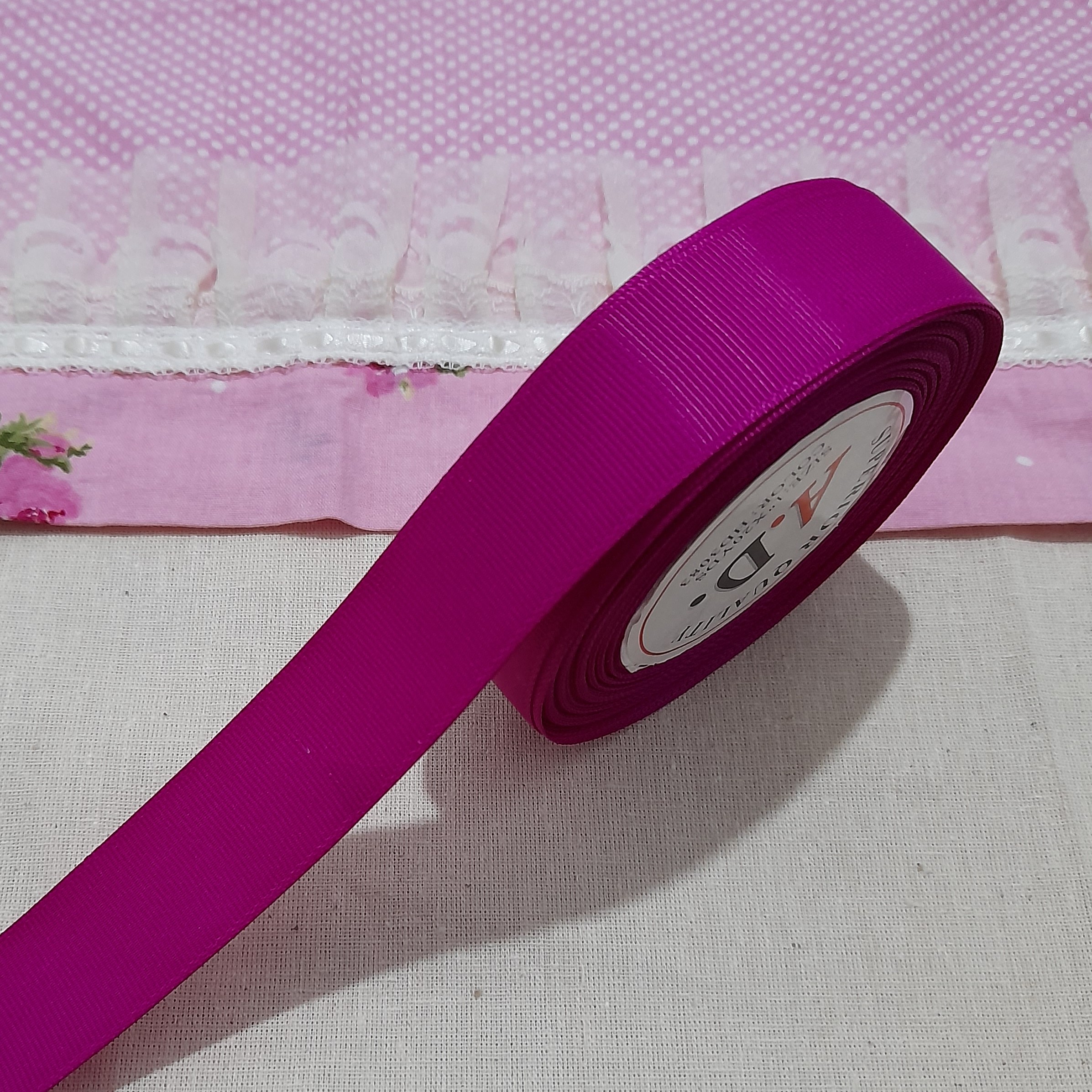 روبان گروگرن دو و نیم سانتی ساده رنگ  ارغوانی