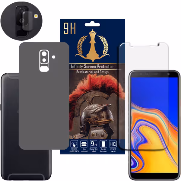 برچسب پوششی اینفینیتی مدل PRO MAX مناسب برای گوشی موبایل سامسونگ GALAXY A6 PLUS به همراه محافظ صفحه نمایش و محافظ لنز دوربین