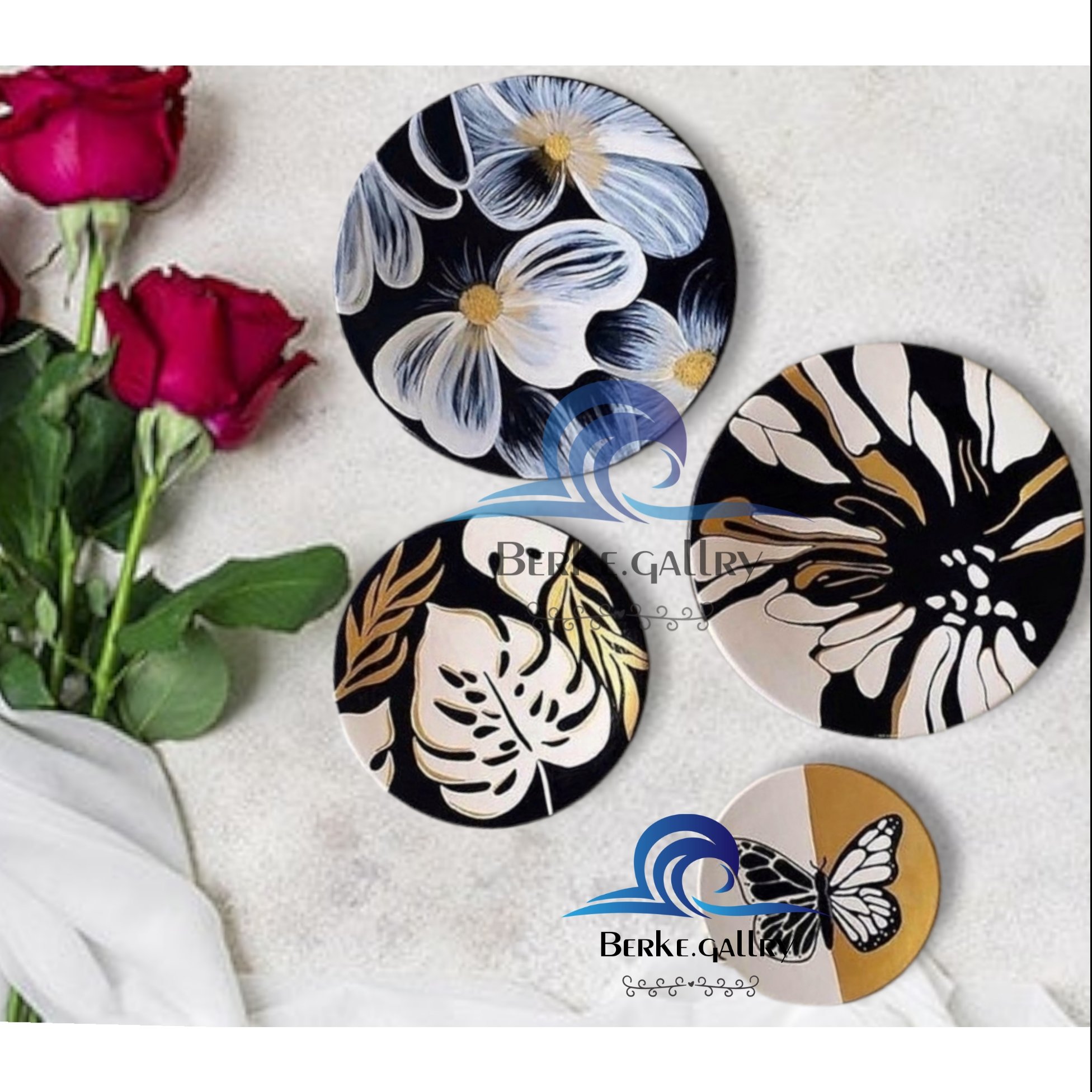 بشقاب سفالی مجموعه4 عددی طرح مدرن و زیبا مجموعه خاص