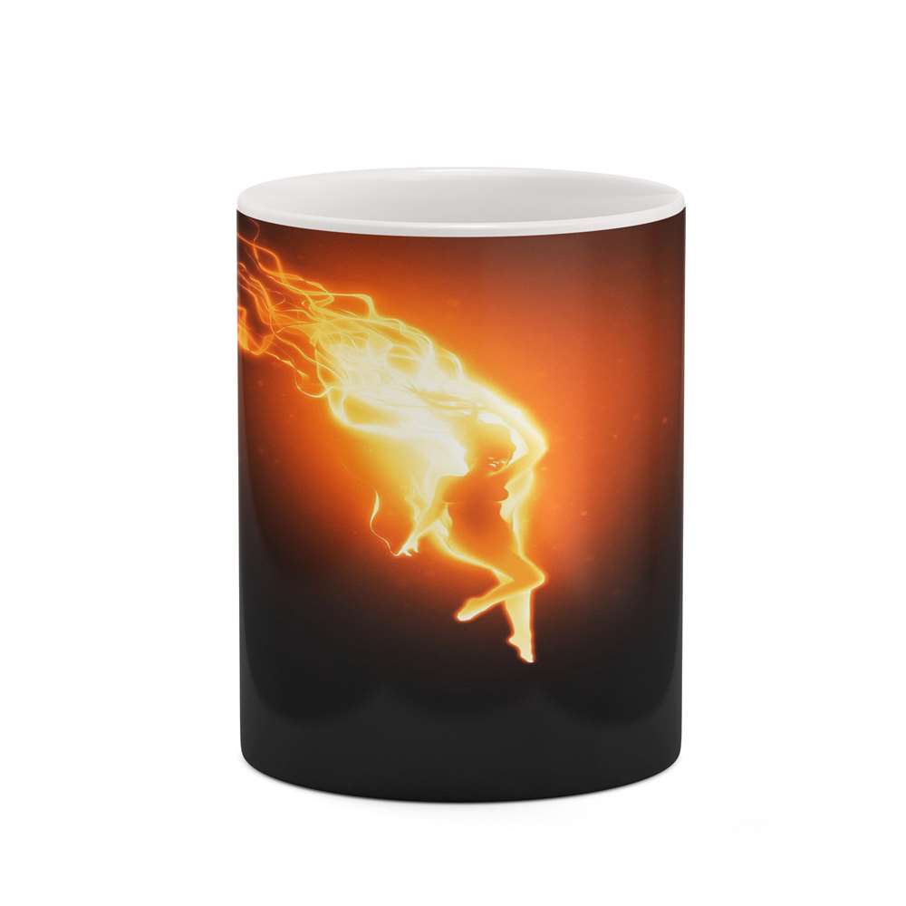 ماگ کاکتی طرح زمینه مشکی فانتزی مدل mgh19108