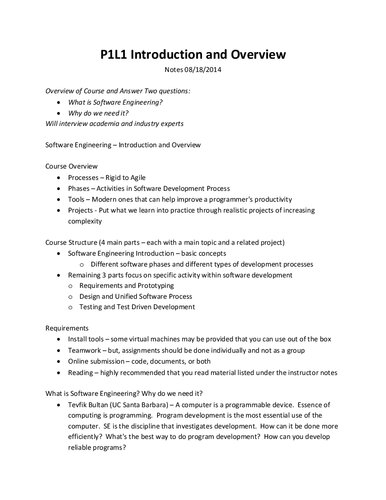 خرید و دانلود نسخه کامل کتاب Lecture Notes for CS 6300: Software Development Process (SDP)