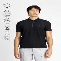 تی شرت یقه پولو مشکی مردانه LINE POLO YAKA SLIM FIT NARN CUT با زیپ Kiğılı