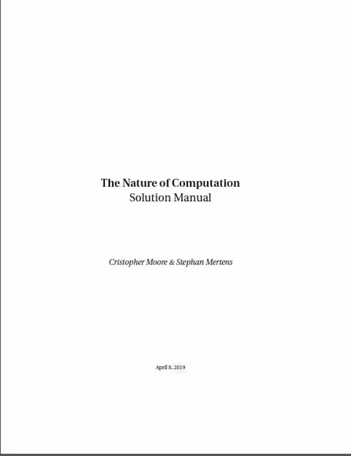 خرید و دانلود نسخه کامل کتاب [Solutions Manual] The Nature of Computation Moore and Mertens - Pdf