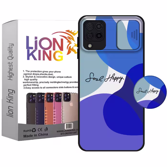 کاور لاین کینگ مدل loveHappy J2 مناسب برای گوشی موبایل سامسونگ Galaxy A22 4G به همراه پایه نگهدارنده