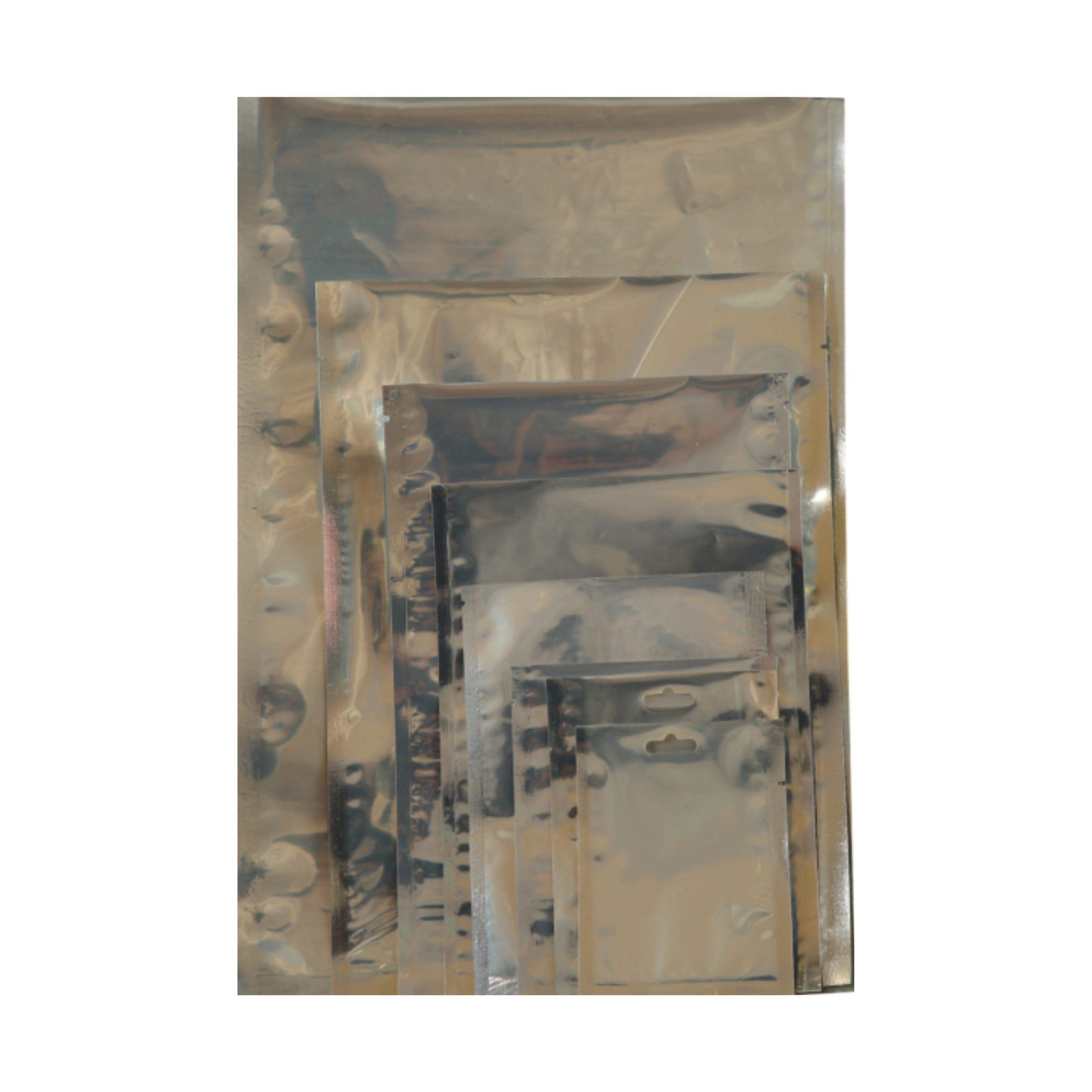 پاکت شفاف متالایز سه طرف دوخت سایز 25 در 35 تعداد ( 65 عدد) 1000 گرم